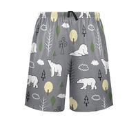 LI ZHI XIN Men's Pajama Bottoms,Short Pajama Trousers,Summer Casual Shorts,Elastic Drawstring Waist,Straight Tube Loose Fit With 2 Pockets,S-XXL Animal Polar Bear Tree Pattern