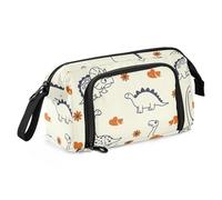 LI ZHI XIN Pencil Bag Organiser Large Capacity Fish Mouth Design Pencil Cases with Two Interior Pockets Can Handheld,for Kids Boys Girls Adult Dinosaur Flower Love Pattern