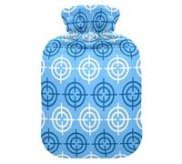 LI ZHI XIN PVC Hot Water Bottle with Velvet Cover 1L 2L Small Medium Blue Circular Pattern