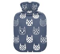 LI ZHI XIN PVC Hot Water Bottle with Velvet Cover 1L 2L Small Medium Cat Star Moon Flower Snow