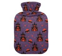LI ZHI XIN PVC Hot Water Bottle with Velvet Cover 1L 2L Small Medium Halloween Castle Moon Star