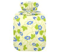 LI ZHI XIN PVC Hot Water Bottle with Velvet Cover 1L 2L Small Medium Spring Floral Flowers Green
