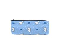 LI ZHI XIN Student Teenagers Pencil Case Circular Round Zip Pencil Bag Organiser Bag Small Makeup Case 8×3×3 in Polar Bear Snowflake Pattern