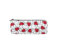 LI ZHI XIN Student Teenagers Pencil Case Circular Round Zip Pencil Bag Organiser Bag Small Makeup Case 8×3×3 in Red Hearts Heartbreak Love Full Print Pattern