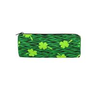 LI ZHI XIN Student Teenagers Pencil Case Circular Round Zip Pencil Bag Organiser Bag Small Makeup Case 8×3×3 in Green Flower Stripe