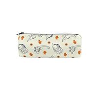 LI ZHI XIN Student Teenagers Pencil Case Circular Round Zip Pencil Bag Organiser Bag Small Makeup Case 8×3×3 in Dinosaur Flower Love Pattern