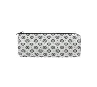 LI ZHI XIN Student Teenagers Pencil Case Circular Round Zip Pencil Bag Organiser Bag Small Makeup Case 8×3×3 in Black Flower Pattern