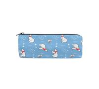LI ZHI XIN Student Teenagers Pencil Case Circular Round Zip Pencil Bag Organiser Bag Small Makeup Case 8×3×3 in Polar Bear Bird Pattern