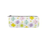 LI ZHI XIN Student Teenagers Pencil Case Circular Round Zip Pencil Bag Organiser Bag Small Makeup Case 8×3×3 in Animal Chick Floral Flower Colorful