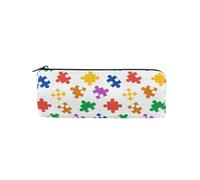 LI ZHI XIN Student Teenagers Pencil Case Circular Round Zip Pencil Bag Organiser Bag Small Makeup Case 8×3×3 in Colorful Puzzle Pattern