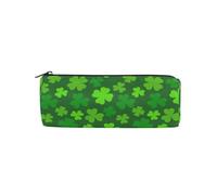 LI ZHI XIN Student Teenagers Pencil Case Circular Round Zip Pencil Bag Organiser Bag Small Makeup Case 8×3×3 in Green Flower Pattern
