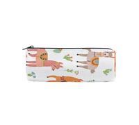 LI ZHI XIN Student Teenagers Pencil Case Circular Round Zip Pencil Bag Organiser Bag Small Makeup Case 8×3×3 in Lama Alpaca Animal Cacti Floral Flowers
