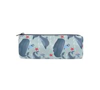 LI ZHI XIN Student Teenagers Pencil Case Circular Round Zip Pencil Bag Organiser Bag Small Makeup Case 8×3×3 in Whales Dolphins Seabird Animals Fish Ocean