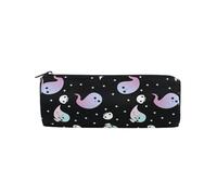 LI ZHI XIN Student Teenagers Pencil Case Circular Round Zip Pencil Bag Organiser Bag Small Makeup Case 8×3×3 in Halloween Ghost Pattern