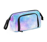 LI ZHI XIN Teenagers Student Large Pencil Case Zip Color Multifunctional Fashion Makeup Storage Bag Glitter Galaxy Dream Gorgeous Snowflake Pattern