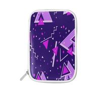 LI ZHI XIN Teenagers Student Large Pencil Case Zip Color Multifunctional Fashion Makeup Storage Bag Purple Geometric Pattern
