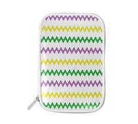 LI ZHI XIN Teenagers Student Large Pencil Case Zip Color Multifunctional Fashion Makeup Storage Bag Geometric Tricolor Wavy Line