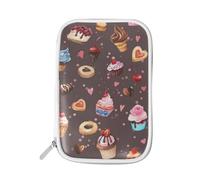LI ZHI XIN Teenagers Student Large Pencil Case Zip Color Multifunctional Fashion Makeup Storage Bag Cupcake Ice Cream Pattern