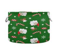 LI ZHI XIN Toy Storage Basket Laundry Baskets Large Circular Foldable Canvas Bathroom Bin Washing Baskets Organizing Clothes Nursery Home Storage Bins Christmas Candy Santa Claus Pattern