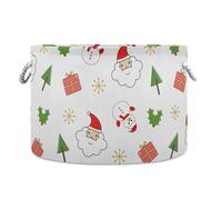 LI ZHI XIN Toy Storage Basket Laundry Baskets Large Circular Foldable Canvas Bathroom Bin Washing Baskets Organizing Clothes Nursery Home Storage Bins Santa Claus Snowman Cartoon Pattern