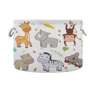 LI ZHI XIN Toy Storage Basket Laundry Baskets Large Circular Foldable Canvas Bathroom Bin Washing Baskets Organizing Clothes Nursery Home Storage Bins Animal Zebra Monkey Pattern