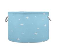 LI ZHI XIN Toy Storage Basket Laundry Baskets Large Circular Foldable Canvas Bathroom Bin Washing Baskets Organizing Clothes Nursery Home Storage Bins Twinkle Stars Pattern