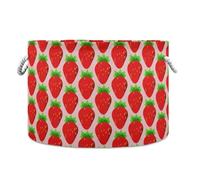 LI ZHI XIN Toy Storage Basket Laundry Baskets Large Circular Foldable Canvas Bathroom Bin Washing Baskets Organizing Clothes Nursery Home Storage Bins Fruit Strawberry Pattern