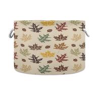 LI ZHI XIN Toy Storage Basket Laundry Baskets Large Circular Foldable Canvas Bathroom Bin Washing Baskets Organizing Clothes Nursery Home Storage Bins Autumn Hazelnut Leaves