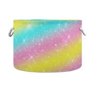 LI ZHI XIN Toy Storage Basket Laundry Baskets Large Circular Foldable Canvas Bathroom Bin Washing Baskets Organizing Clothes Nursery Home Storage Bins Galaxy Dream Star Colourful