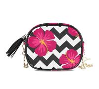 LI ZHI XIN Womens Crossbody Bag Ladies Girls PU Chain Shoulder Small Bag With Tassel Floral Flower Geometric Chevron Zigzag Pattern