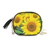 LI ZHI XIN Womens Crossbody Bag Ladies Girls PU Chain Shoulder Small Bag With Tassel Sunflower Annuus Botany Sunshine Plant