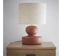 Lia Ceramic Table Lamp with Ivory Linen Shade Available in Sage Green or Terracotta Red (Red)