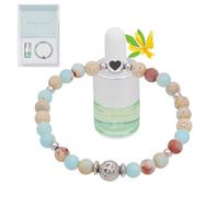 Lia Chahla London Aromatherapy Bracelet with Oil Gift Set for Men, 6MM Blue Ocean Jasper Lava Rock Scented Bracelet, Anxiety Relief and Inner Peace Gifts (Ocean Jasper, Medium 20cm)