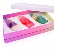 Lia Chahla London Crystal Soap Gift Set of 3 - Natural Vegan Soap Bars with Real Hear-Shaped Crystals (Amethyst, Rose Quartz, Aventurine) - Luxury Pamper Gift for Her (80 g, Set of Three)