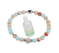 Lia Chahla London Ocean Jasper & Lava Rock Bracelet with Happiness Essential Oil - Aromatherapy Diffuser Bracelet for Stress Relief - Healing Jewellery Gift (Medium Tight 18cm, Blue Ocean Jasper)