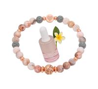 Lia Chahla London Zebra Jasper & Lava Rock Bracelet with Essential Oil Mist - Aromatherapy Diffuser Bracelet for Anxiety & Relaxation - Healing Jewellery Gift (Medium Tight 18cm, Pink Zebra Jasper)