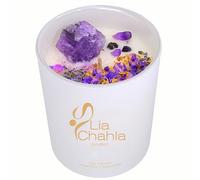 LIA CHAHLA Luxury Amethyst Crystal Aromatherapy Candle - Lavender Scented Soy Wax Candle for Spiritual Healing, Relaxation & Home Décor (Lavender/Amethyst, 10 OZ)