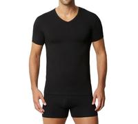 Liabel Men's Short-Sleeved Thermal T-Shirt 1 or 3 Warm 100% Cotton Interlock Crew Neck or Pointed Neck. White or Black, Black V Neck, XL