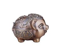 LIABI Pig Ashtray Ashtray Windproof Ashtray with Lid Portable Outdoor Indoor Metal Vintage Style Home Office Vintage Bronze