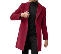 liaddkv Men's Coat Business Wool Coat War M Winter Coat Long Jackets Coats Belt Loose Jacket Men's Autumn and Winter Long Trench Coat Double Breasted Coat Winter Warm Outerwear, Wine Red, L