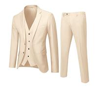 liaddkv Men's Suit Slim Fit 3-Piece Suits Men's Suit Wedding Suits Men's Modern Jacket Jacket Men's Sporty + Vest Men's Suit + Suit Trousers for Business Wedding Party, khaki, S