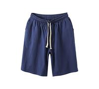 liaddkv Oversize Men's Shorts Summer Cotton Linen Shorts Lightweight Breathable Sports Shorts Plain Loose Fit Short Casual Trousers Work Trousers Men's Short Bermuda Shorts M-8XL, blue, 4XL