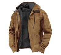 liaddkv Warm Lined Wool Check Shirt Jacket for Men, Winter Heavyweight Thick Jacket, Classic Zip Jacket Men's Coat Anthracite, khaki, L