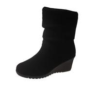 liaddkv Women's Ankle Boots with Heel, Elegant, Half Boots, Wedge Heel Slip-On Boots, Suede Boots, Short Shaft Boots, Festive Wedding Booties, Half Shaft Women's Boots, Classic Booties, black, 38 EU