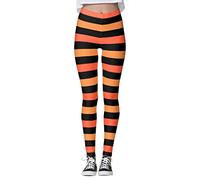 liaddkv Women's Yoga Hallow Stripes Trousers Stretch Black and Orange Halloween Striped Leggings Print Women's Sports High Pants Women's Leggings Skin Colour, orange, XL