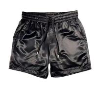 Liaeglam Glossy 5 inch Inseam Workout Men Shorts Summer Plus Size Pockets Men Satin Casual Bottoms (Black,L)