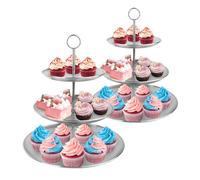 LIAISIMI 3 Tier Silver Cupcake Stand Stainless Steel Dessert Display Rack with Removable Tiered Tray for Parties,Weddings,Birthdays,Decorations,Any Festivals and Festivities(2 Pack)