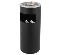 LIAIZE 15L Cigarette Smoking Heavy Stainless Steel Waste Bin Outdoor, Free Standing Cylinder Rubbish bin, Black Ashtray Trash Can with Removable Inner Bin