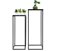 LIAIZE Set Of 2 Metal Planter on Stand Tall, Square Plant Stands, 22*22*60cm + 25*25*70cm