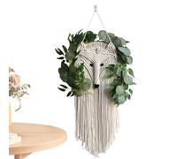 Liakyunf Boho Macrame Wall Decor,Fox Macrame Wall Decor with Fake Plants | Aesthetic Long Woven Tassel for Home Dorm Living Room Cafe Gallery Nursery Studio Apartment Farmhouse